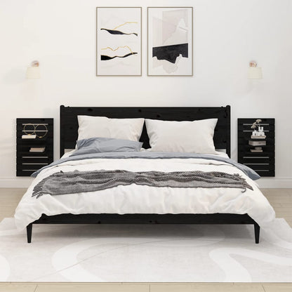 Mensole Da Letto A Parete 2 Pz Legno Massello Di Pino
