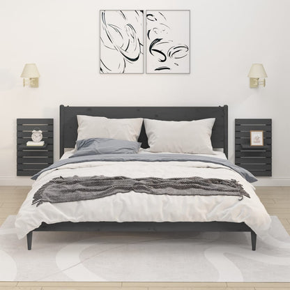 Mensole Da Letto A Parete 2 Pz Ambra Legno Massello Di Pino
