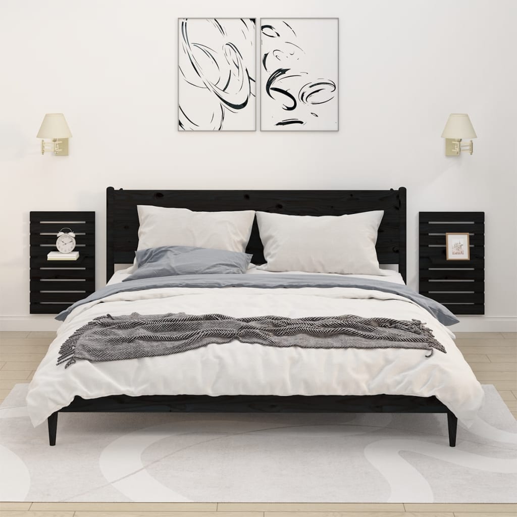 Mensole Da Letto A Parete 2 Pz Ambra Legno Massello Di Pino