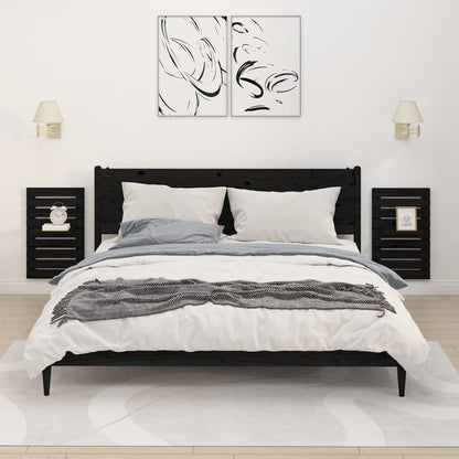 Mensole Da Letto A Parete 2 Pz Ambra Legno Massello Di Pino