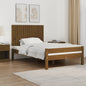 Testiera Da Parete Ambra 166X3X90 Cm In Legno Massello Di Pino Marrone Miele