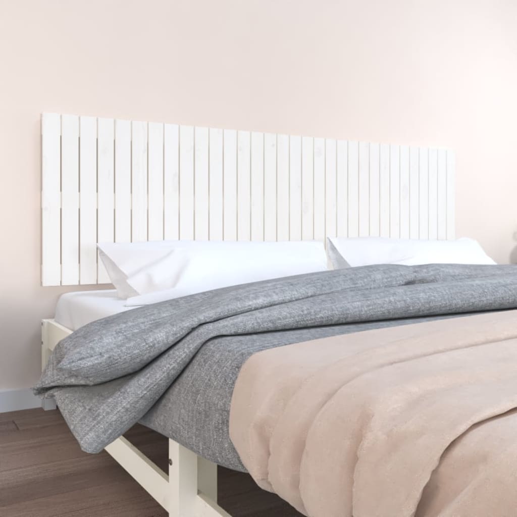 Testiera Da Parete Bianca 127,5X3X110 Cm Legno Massello Di Pino Bianco