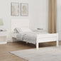 Testiera Da Parete Bianca 127,5X3X110 Cm Legno Massello Di Pino Bianco