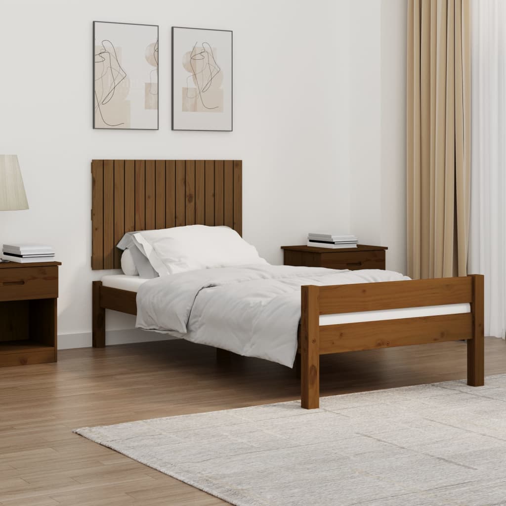 Testiera Da Parete Ambra 166X3X90 Cm In Legno Massello Di Pino Marrone Miele