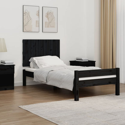 Testiera Da Parete Nera 146,5X3X110Cm In Legno Massello Di Pino Nero
