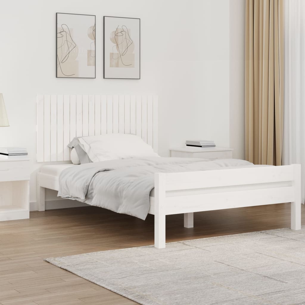 Testiera Da Parete Bianca 127,5X3X110 Cm Legno Massello Di Pino Bianco