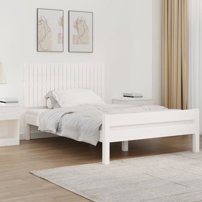 Testiera Da Parete Bianca 127,5X3X110 Cm Legno Massello Di Pino Bianco