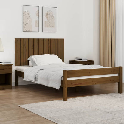 Testiera Da Parete Ambra 166X3X90 Cm In Legno Massello Di Pino Marrone Miele