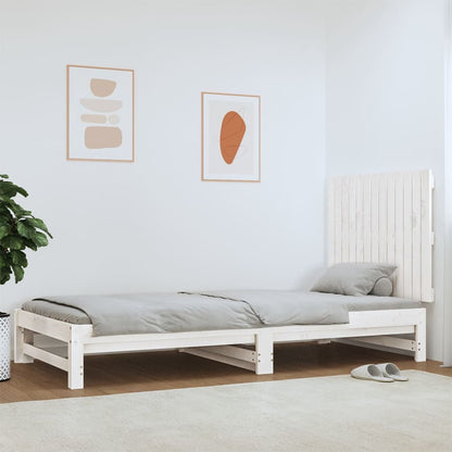 Testiera Da Parete Bianca 127,5X3X110 Cm Legno Massello Di Pino Bianco