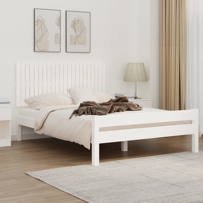 Testiera Da Parete Bianca 127,5X3X110 Cm Legno Massello Di Pino Bianco