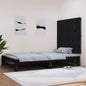 Testiera Da Parete Nera 146,5X3X110Cm In Legno Massello Di Pino Nero