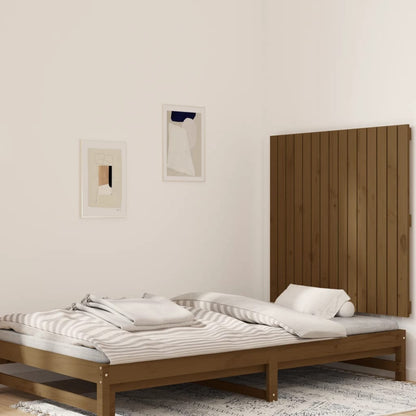 Testiera Da Parete Ambra 166X3X90 Cm In Legno Massello Di Pino Marrone Miele