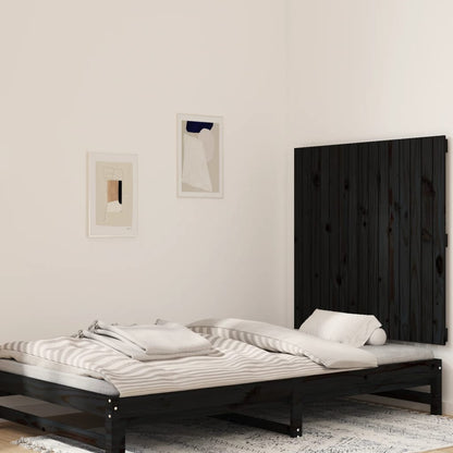 Testiera Da Parete Nera 146,5X3X110Cm In Legno Massello Di Pino Nero