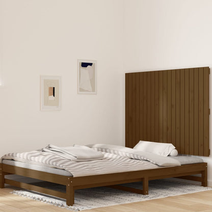 Testiera Da Parete Ambra 166X3X90 Cm In Legno Massello Di Pino Marrone Miele