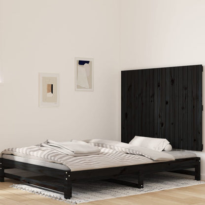 Testiera Da Parete Nera 146,5X3X110Cm In Legno Massello Di Pino Nero