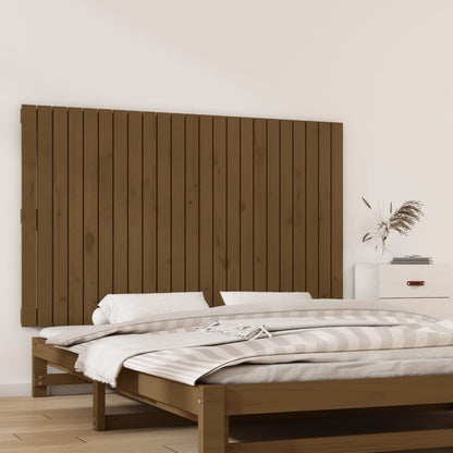 Testiera Da Parete Ambra 166X3X90 Cm In Legno Massello Di Pino Marrone Miele