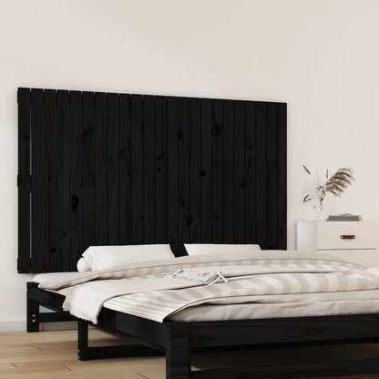 Testiera Da Parete Nera 146,5X3X110Cm In Legno Massello Di Pino Nero