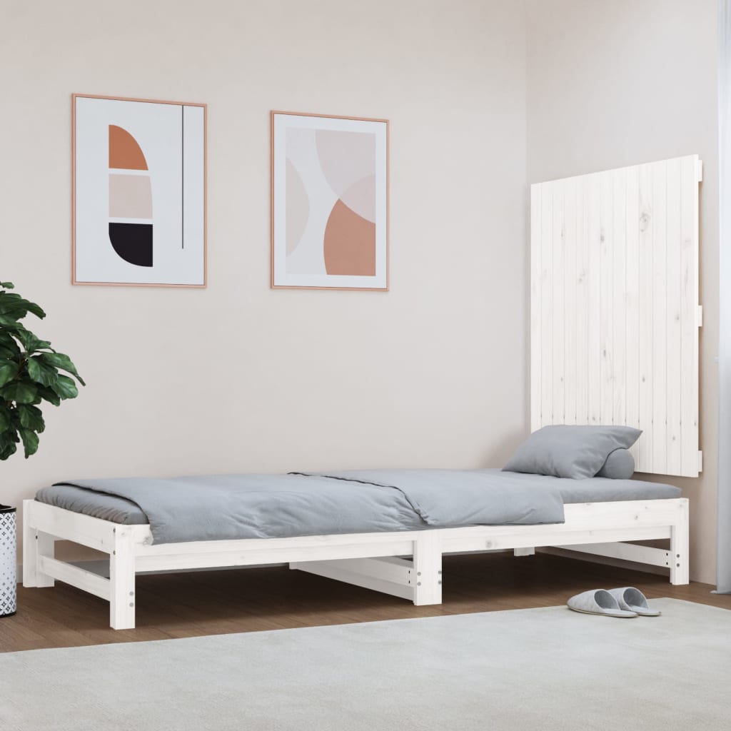 Testiera Da Parete Bianca 127,5X3X110 Cm Legno Massello Di Pino Bianco