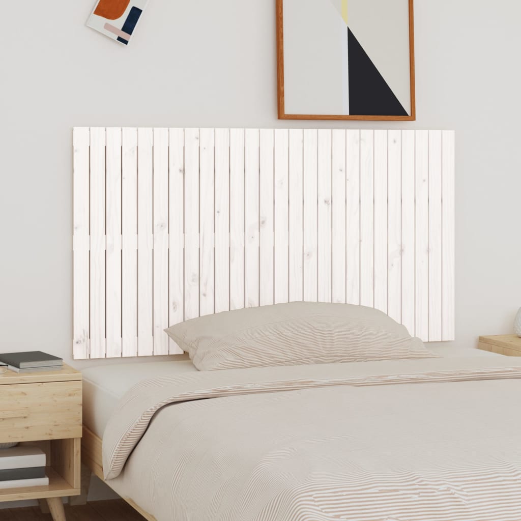 Testiera Da Parete Bianca 127,5X3X110 Cm Legno Massello Di Pino Bianco