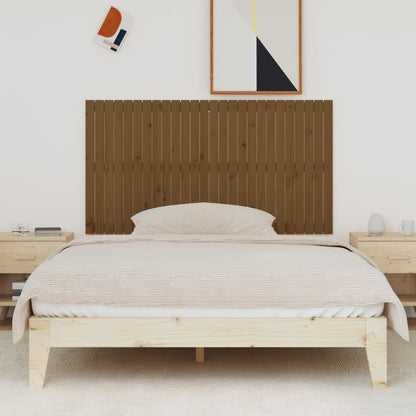 Testiera Da Parete Ambra 166X3X90 Cm In Legno Massello Di Pino Marrone Miele