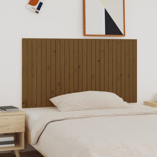 Testiera Da Parete Ambra 166X3X90 Cm In Legno Massello Di Pino Marrone Miele