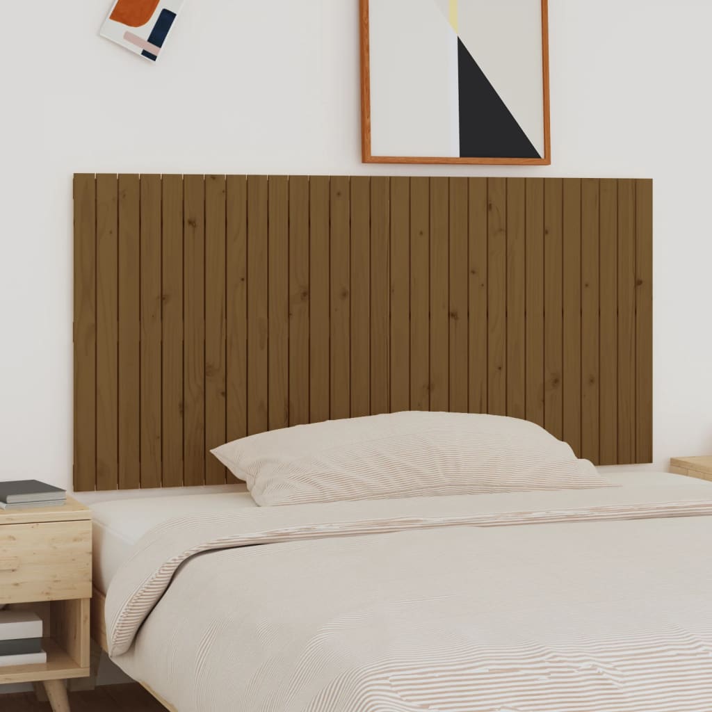 Testiera Da Parete Ambra 166X3X90 Cm In Legno Massello Di Pino Marrone Miele