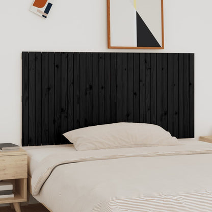 Testiera Da Parete Nera 146,5X3X110Cm In Legno Massello Di Pino Nero