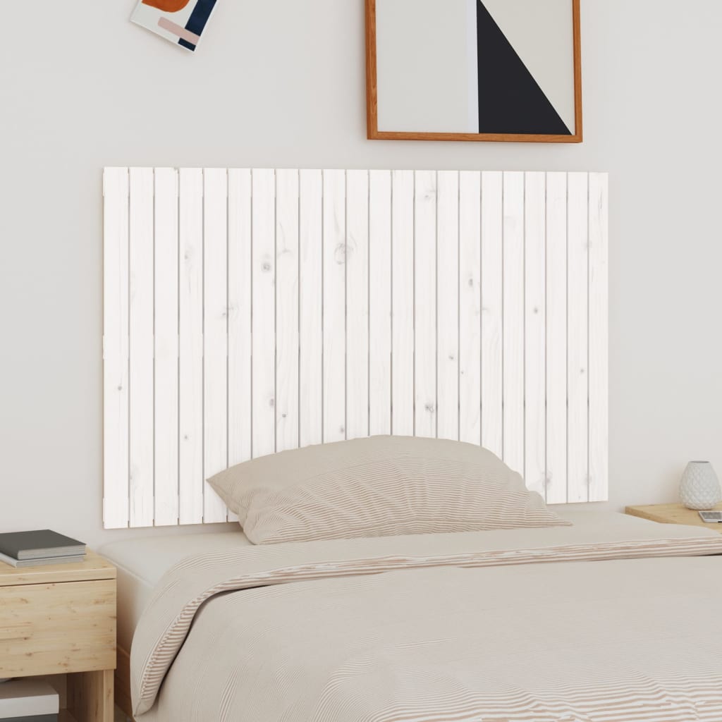 Testiera Da Parete Bianca 127,5X3X110 Cm Legno Massello Di Pino Bianco