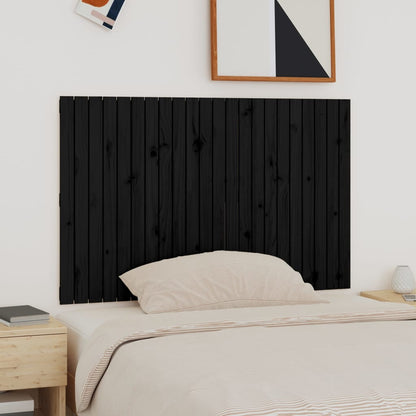 Testiera Da Parete Nera 146,5X3X110Cm In Legno Massello Di Pino Nero