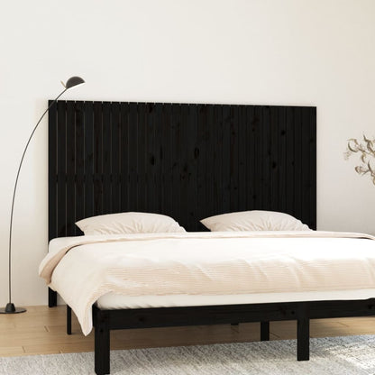 Testiera Da Parete Nera 146,5X3X110Cm In Legno Massello Di Pino Nero