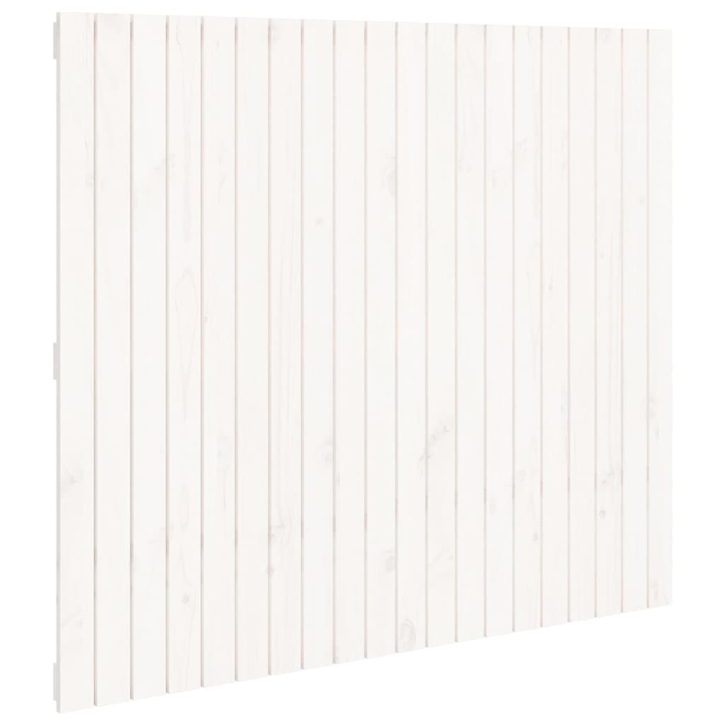 Testiera Da Parete Bianca 127,5X3X110 Cm Legno Massello Di Pino Bianco