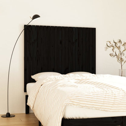 Testiera Da Parete Nera 146,5X3X110Cm In Legno Massello Di Pino Nero