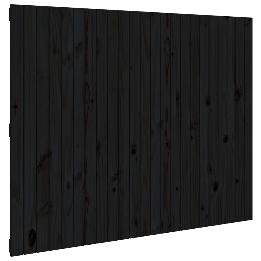 Testiera Da Parete Nera 146,5X3X110Cm In Legno Massello Di Pino Nero