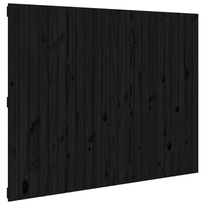 Testiera Da Parete Nera 146,5X3X110Cm In Legno Massello Di Pino Nero