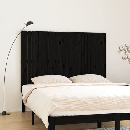 Testiera Da Parete Nera 146,5X3X110Cm In Legno Massello Di Pino Nero