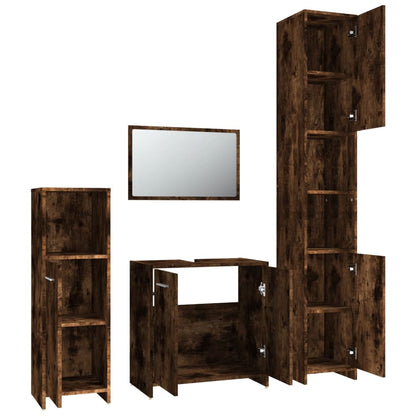 Set Mobili Da Bagno 4 Pz Rovere Fumo In Legno Multistrato