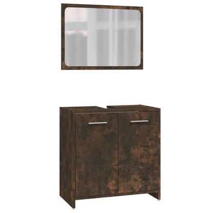 Set Mobili Da Bagno 4 Pz Rovere Fumo In Legno Multistrato