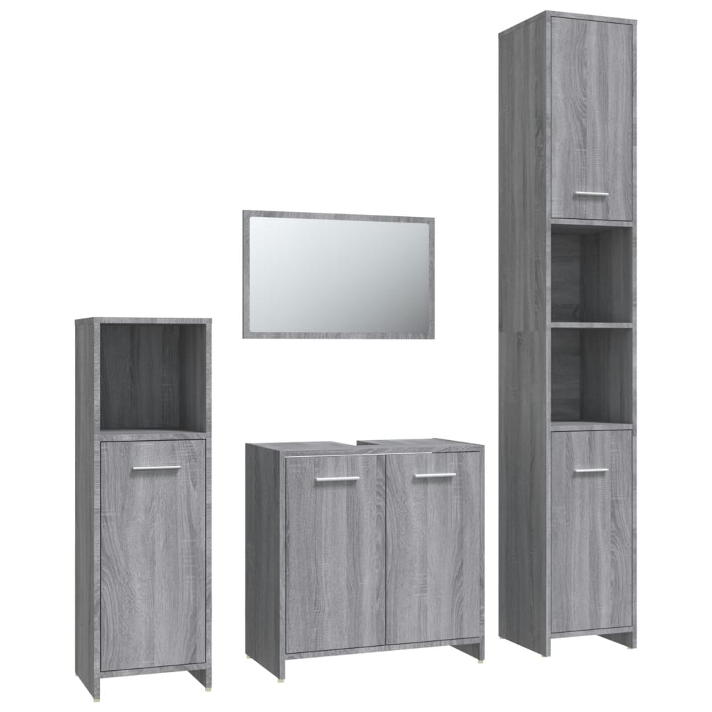 Set Mobili Da Bagno 4 Pz In Legno Multistrato