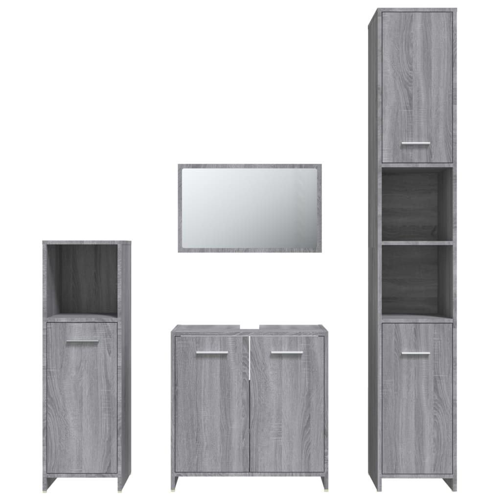Set Mobili Da Bagno 4 Pz In Legno Multistrato