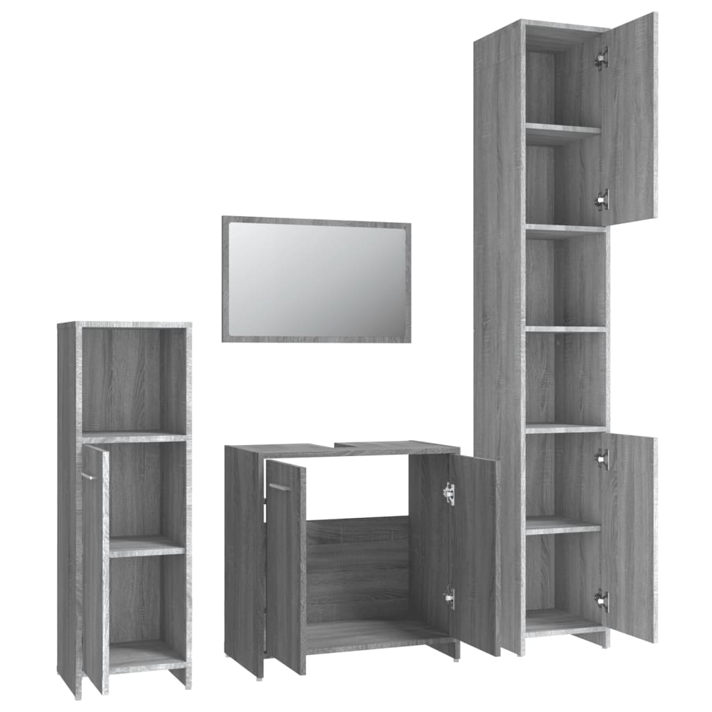 Set Mobili Da Bagno 4 Pz In Legno Multistrato
