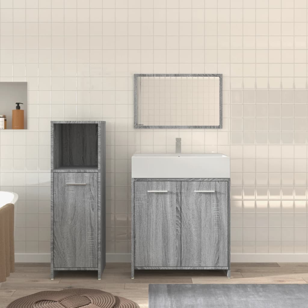 Set Mobili Da Bagno 3 Pz Legno Multistrato
