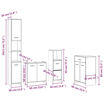 Set Mobili Da Bagno 4 Pz In Legno Multistrato