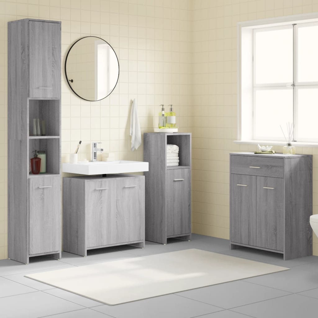 Set Mobili Da Bagno 4 Pz In Legno Multistrato