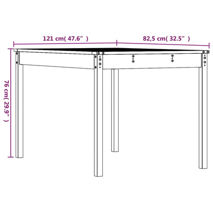 Tavolo Da Giardino 121X82,5X76 Cm In Legno Massello Di Pino