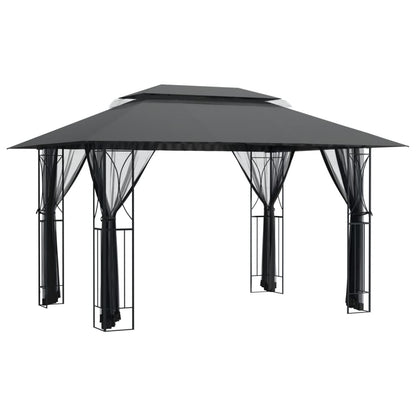 Gazebo Con Pareti Laterali Antracite Acciaio