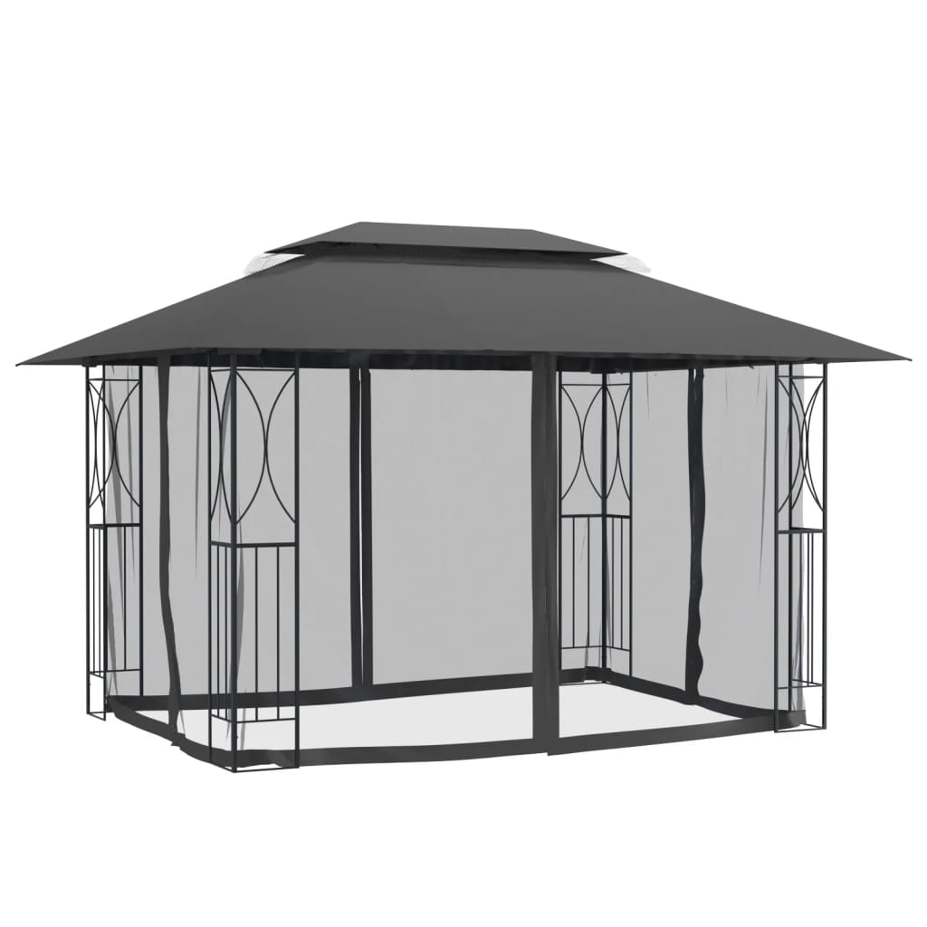Gazebo Con Pareti Laterali Antracite Acciaio
