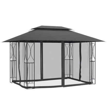 Gazebo Con Pareti Laterali Antracite Acciaio