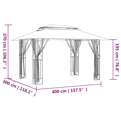 Gazebo Con Pareti Laterali Antracite Acciaio