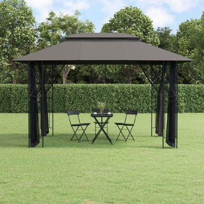 Gazebo Con Pareti Laterali Antracite Acciaio