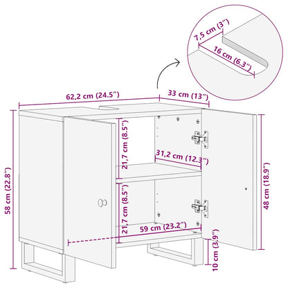 Mobile Lavabo 62X33X58 Cm Legno Massello Recupero E Multistrato